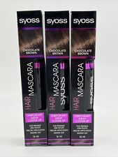 3x Syoss Hair Mascara Temporary Gray Cover Up For Strands Roots Chocolate Brown