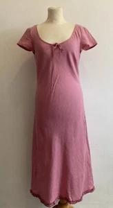 Boden 100% Linen Midi Dress Size 10R Pink Cap Sleeve Ruffle Hem Summer Beach - Picture 1 of 8