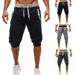 Versatile Jogger Capri Shorts for Men Breathable Knee Length Gym Pants