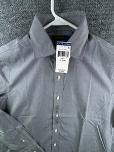 NWT Polo Ralph Lauren Men Button Up Shirt Gray Easy Care 16 34/35 Adult Cotton - Picture 1 of 13