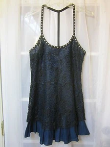 Precioso top Free People negro de encaje y forro azul para mujer 8 excelente - Imagen 1 de 12