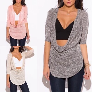 Blusa para mujer cuello con capucha cuello de inmersión cuello tejido túnica - Imagen 1 de 41