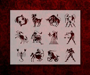 Alle Sternzeichen Astrologie Zeichen Symbole 8,5" x 11" Schablone SCHNELLER KOSTENLOSER VERSAND (725) - Bild 1 von 1