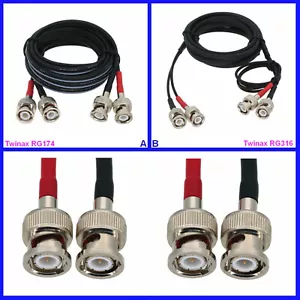 Dual Plug BNC to BNC Ultrasonic Twinax RF Coax Cable NDT TOFD GE Flaw Detector - Picture 1 of 3
