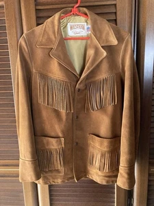 Schott Fringe Leather Jacket Tan Suede USA Size 36 Men's Western Cowboy Biker - Picture 1 of 18