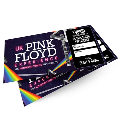 THE FINE PAPERHOUSE UK Pink Floyd Experience Concert Xmas Gift Ticket Personalised Christmas Ticket