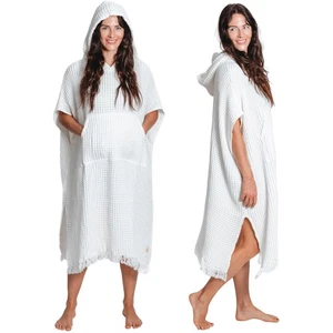 Weißes Waffel Poncho Handtuch - Weißes Strandtuch mit Kapuze Erwachsene (33 x 37) - 100% T... - Bild 1 von 6