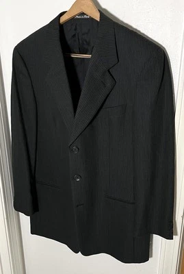 Jaqueta Blazer Mani por Giorgio Armani Feita na Itália Vintage Lã Listrada Cinza 40L - Imagem 1 de 4