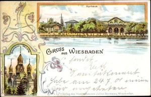 Litho Wiesbaden in Hessen, Kurhaus, Griechische Kapelle - 3987703 - Picture 1 of 2