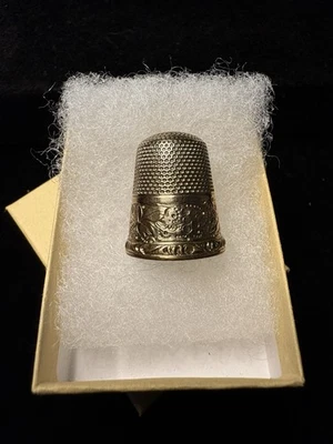 古董 - 1890/1910 - BIRMINGHAM HALLMARK-9K 镀金 - 顶针 — 第 1/4 张图片