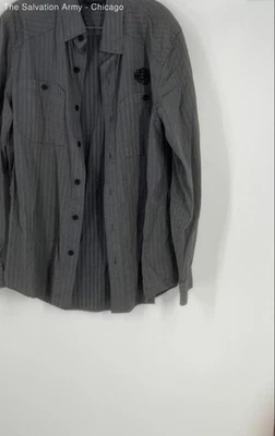 Camisa de vestir Harley-Davidson para hombre gris a rayas americana manga larga sin talla Foto 1 de 4