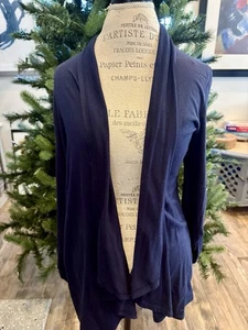 Bass weekend Women's Navy Blue Long Sleeve Open Front Cardigan Large - Picture 1 of 3