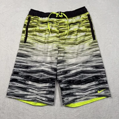 Nike Swim Trunks Shorts Mens Small Black Yellow Ombre Board Shorts Swoosh Logo - Image 1 of 4