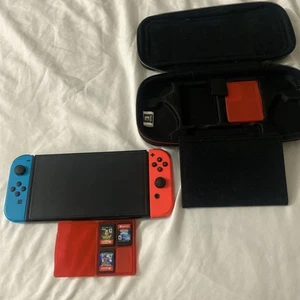 Nintendo Switch OLED Bundle-64 GB Int & 128 GB SD Card 3 game included. Great. - Picture 1 of 9
