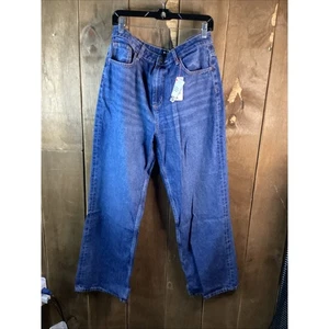ASOS Design High Waist Wide Leg Dad Jeans In Dark Size 32x32 - Picture 1 of 3