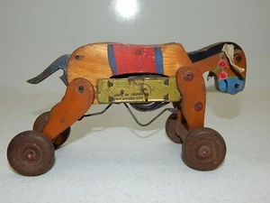 RARE Japanese Wooden Wind Up Toy Kicking Mule Hand Painted Vintage Antique Japan - Picture 1 of 8