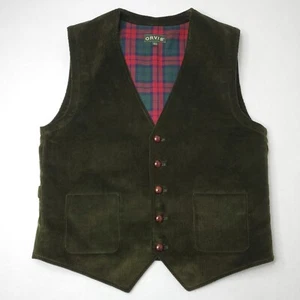 Orvis M Dark Olive Green Flannel Lined Academia Corduroy Waistcoat Hunting Vest - Picture 1 of 12