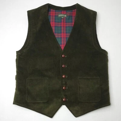 Chaleco de Caza Orvis M Verde Oliva Oscuro Franela Forrado Academia Pana Foto 1 de 4