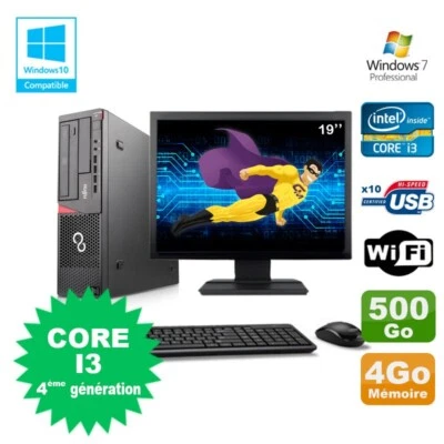 Lote PC Fujitsu E720 E85+ I3-4130 3.4GHz 4Go 500Go Grabador Wifi W7 + LCD 19" - Imagen 1 de 4