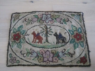 Antigua alfombra Pennsylvania maravillosa enganchada con dos caballos y jinetes gran color Foto 1 de 4