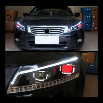 VLAND para 08-12 Honda Accord LED projetor faróis sequenciais com olhos demoníacos - Imagem 1 de 4