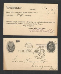 1905 RAND McNALLY & CO CHICAGO ILL US POSTAL CARD UX18