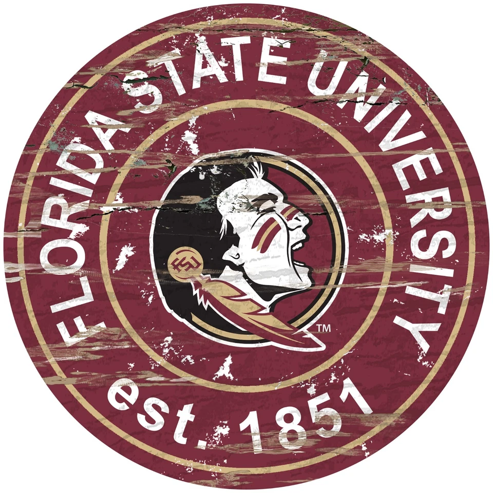 Florida State Seminoles 24" Sign Round Distressed Established Sign NEW - Image 1 of 1