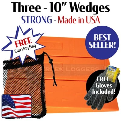 COLD CREEK LOGGERS 3 - 10" USA HARD logging Felling Bucking Tree Forestry Falling Spiked Wedges