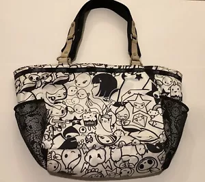 Borsa a tracolla Tokidoki per LeSportsac rara Adios bianca/nera cerniera arcobaleno - Foto 1 di 6
