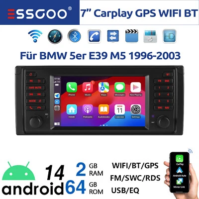 Für BMW 5er E39 M5 1996-2003 Android 14 Carplay Autoradio GPS NAVI RDS BT 2+64GB - Bild 1 von 4