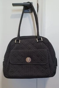 Vera Bradley Purse Black Quilted Hand Bag Pocketbook Shoulder Bag With Pockets  - Picture 1 of 15