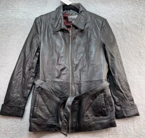 Vintage Wilsons Leather Coat Jacket Belted Thinsulate 3M Medium Lined - Picture 1 of 14