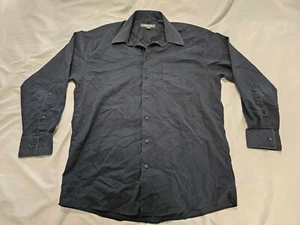 Kenneth Cole Reaction Dress Shirt Mens Size 16.5 Black Pocket Collar Button Down - Picture 1 of 23