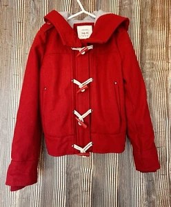 Htg.81 Forever 21 Kids Red Wool Coat Red Riding Hood Toggle Zip Closure Sz XS - Picture 1 of 13
