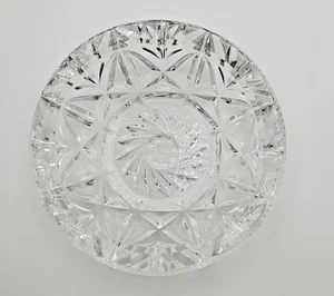 Vintage Bohemia Tschechisch Kristall Aschenbecher Schale Rund 6×6 Atemberaubendes Geometrisches Design - Bild 1 von 5