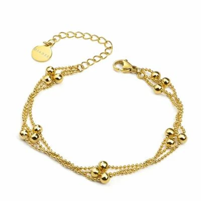 Armband Gold 750 vergoldet Kugelarmband Edelstahl 18K Damen WASSERFEST B6093DL - Bild 1 von 3