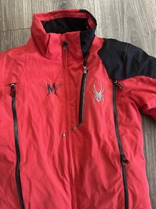 SPYDER Size Kids Sz8 Red Full Zip Stand Collar Powder Skirt Snowboard Jacket 064 - Picture 1 of 20
