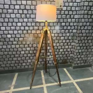 Natural Wooden Tripod Floor Lamp Tall Standing Lamp for Living Room, Home Décor - Picture 1 of 4