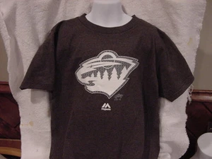SWEET Minnesota Wild Hockey Youth Small Dark Grey Majestic T-Shirt, NEW&NICE!! - Picture 1 of 1