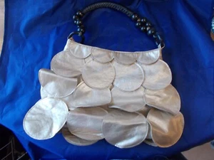 Vintage Gold Purse W/ Round Accents and Beaded Handle - Picture 1 of 4
