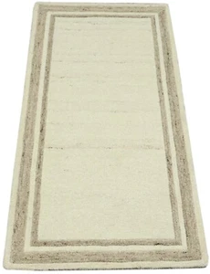 Gabbeh Teppich 100% Wolle 70X140 cm Handarbeit Beige Handgetuftet T1034 - Bild 1 von 5