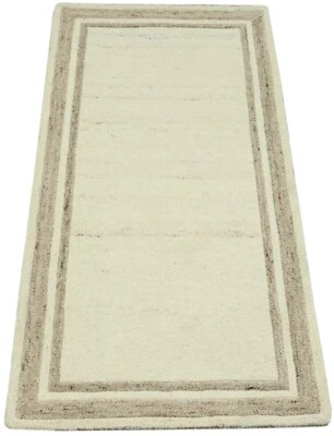 Gabbeh Teppich 100% Wolle 70X140 cm Handarbeit Beige Handgetuftet T1034 - Bild 1 von 4