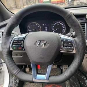 Cubierta de volante de coche personalizada antideslizante de cuero genuino para Hyundai Sonata 9 - Imagen 1 de 5