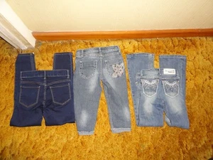 THREE ASSORTED STYLE / BRANDS / MEASUREMENTS GIRLS JEANS SIZE 7 /8 KIDS - Picture 1 of 12