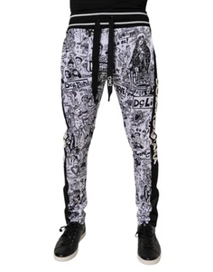 Dolce & Gabbana White Graffiti Polyester Jogger Men SweatMen's Men's Pants - Picture 1 of 4
