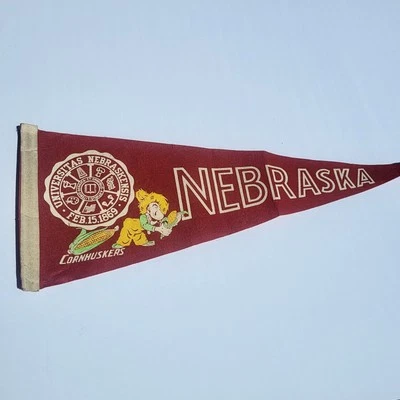 1960's Vintage Nebraska Cornhuskers Lincoln Big Ten University Pennant 11.5x28.5 - Image 1 of 4