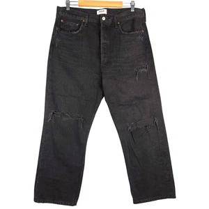 Pantalones de mezclilla AGOLDE Los Angeles años 90 cortos negros desgastados para mujer 32 (se adapta a 35) - Imagen 1 de 9