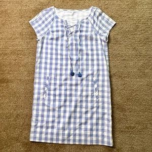 Vestido Southern Tide Para Mujer Talla Pequeña Azul Cuadros McKenna Camisa Vestido Borla - Imagen 1 de 8