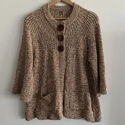 Chaqueta cárdigan tejida gruesa One Girl Who diseñador botones grandes broches de presión Lagenlook Foto 1 de 4