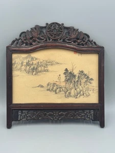 Antique 19th c. Chinese Painting in wood frame 10 3/4'' - Picture 1 of 12